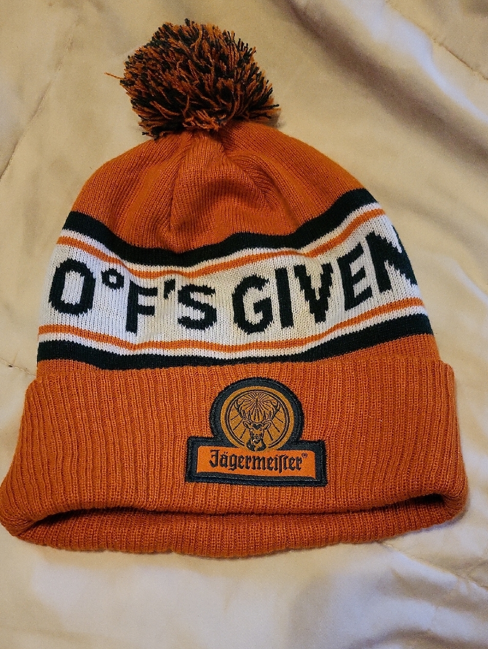 Jägermeister Orange Pom Beanie - '0°F's Given' Knit Hat